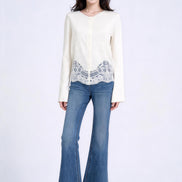 Eupraxia Lace-Panel Knit Cardigan