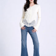 Eupraxia Lace-Panel Knit Cardigan