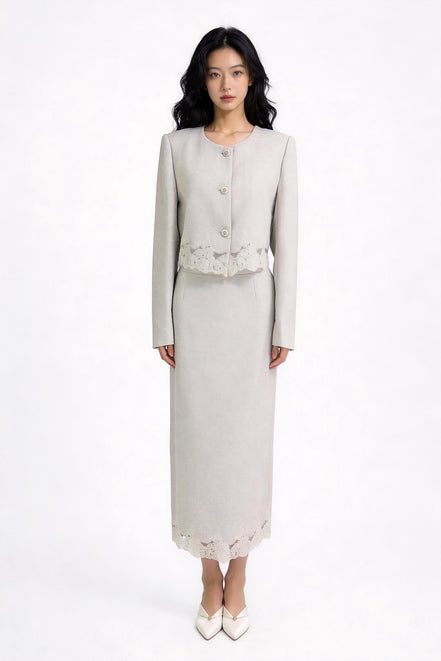 Clarimond Lace-Hem Tweed Jacket