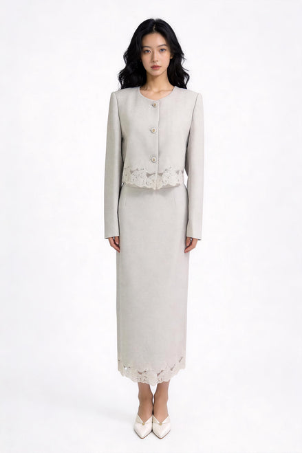 Clarimond Lace-Hem Tweed Jacket