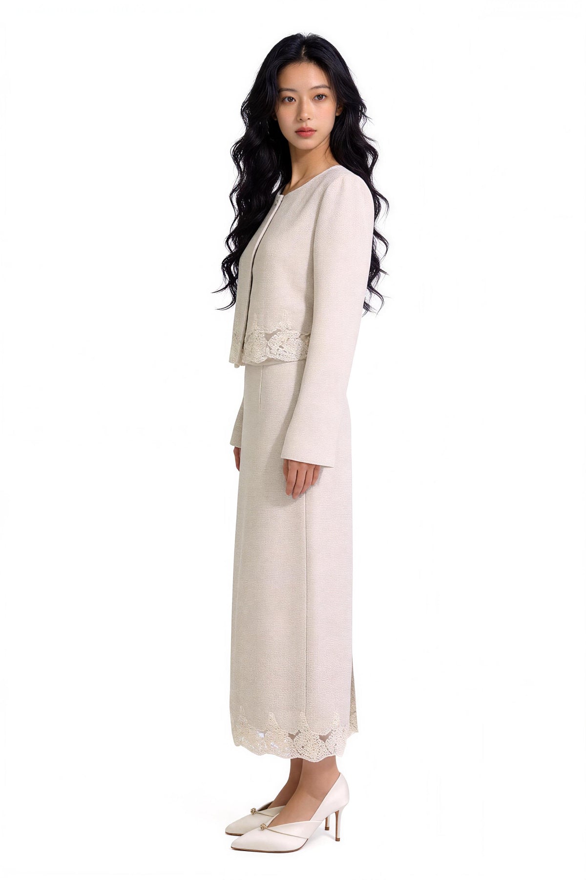 Clarimond Lace-Hem Tweed Jacket