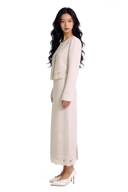 Clarimond Lace-Hem Tweed Jacket