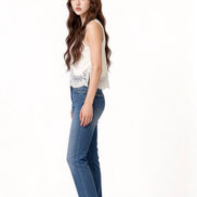 Serilda Lace-Panel Mock-Neck Top