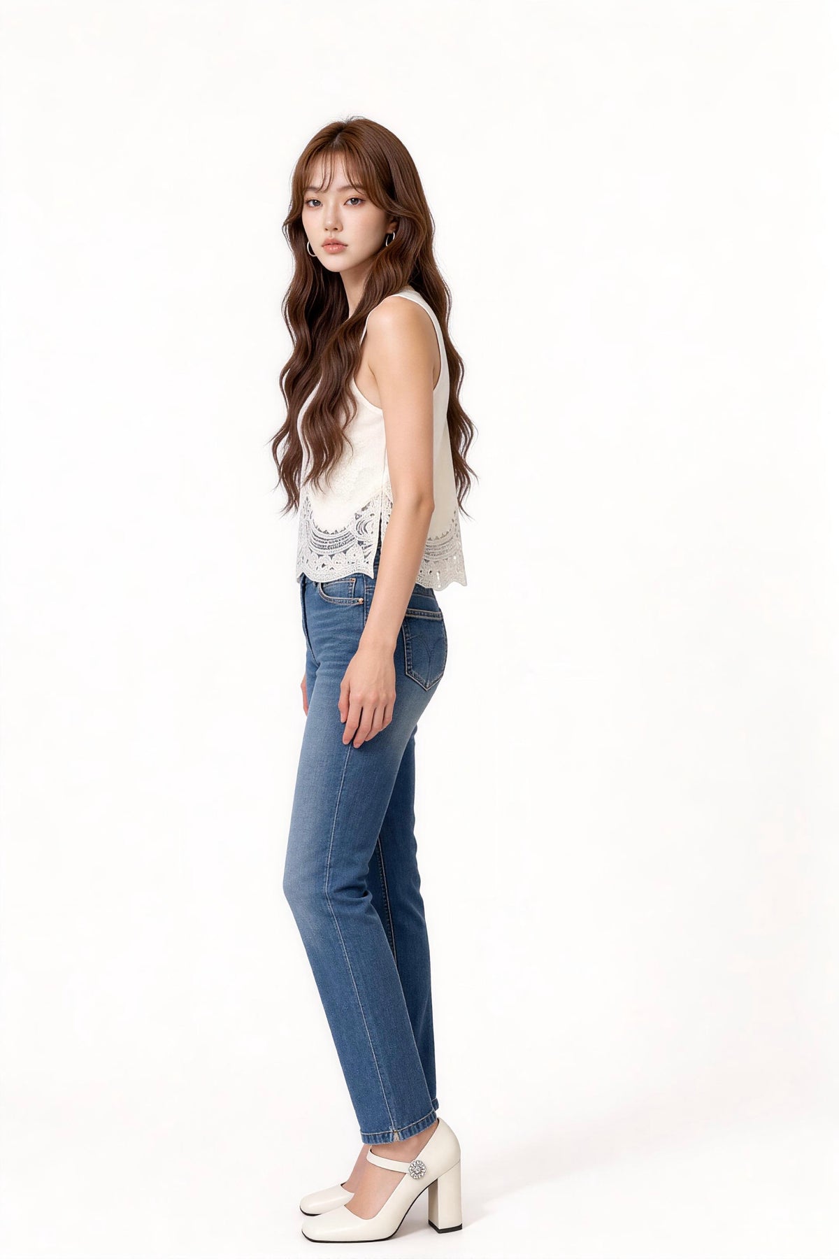 Serilda Lace-Panel Mock-Neck Top