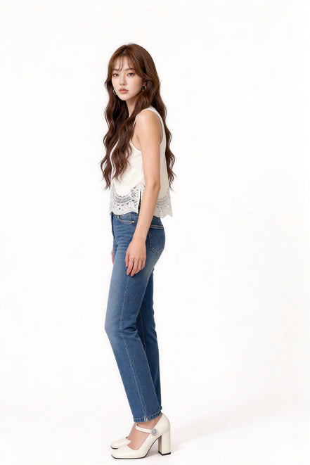 Serilda Lace-Panel Mock-Neck Top