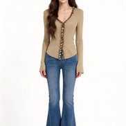 Belphoebe Floral-Embellished Ribbed Cardigan