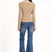 Belphoebe Floral-Embellished Ribbed Cardigan