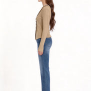 Belphoebe Floral-Embellished Ribbed Cardigan