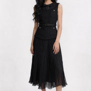 Melisendra Lace-Collar Tweed Maxi Dress