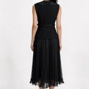 Melisendra Lace-Collar Tweed Maxi Dress