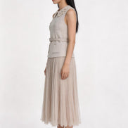 Melisendra Lace-Collar Tweed Maxi Dress