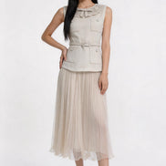 Melisendra Lace-Collar Tweed Maxi Dress