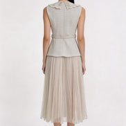 Melisendra Lace-Collar Tweed Maxi Dress