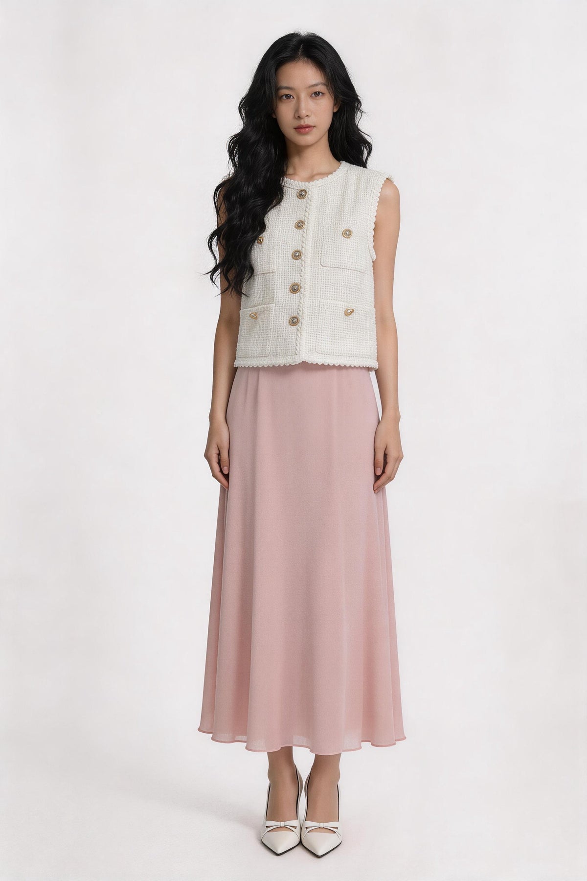 Peronella Multi-Pocket Tweed Vest