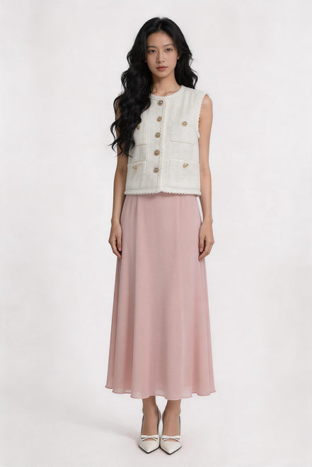 Peronella Multi-Pocket Tweed Vest