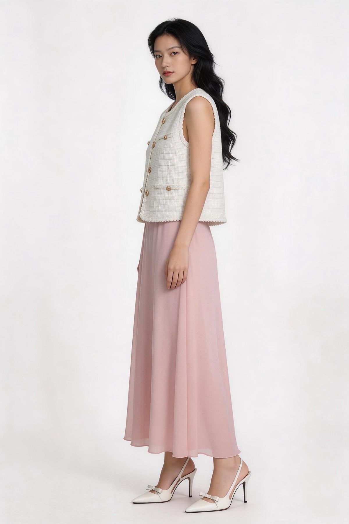 Peronella Multi-Pocket Tweed Vest