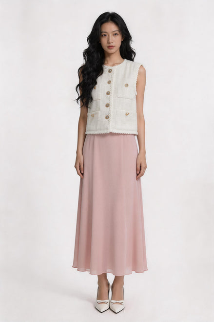 Peronella Multi-Pocket Tweed Vest