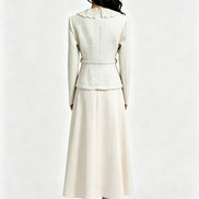 Leontine Lace-Collar Belted Maxi Dress