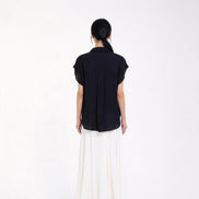 Bria Drape-Front Twist Blouse