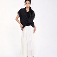 Bria Drape-Front Twist Blouse