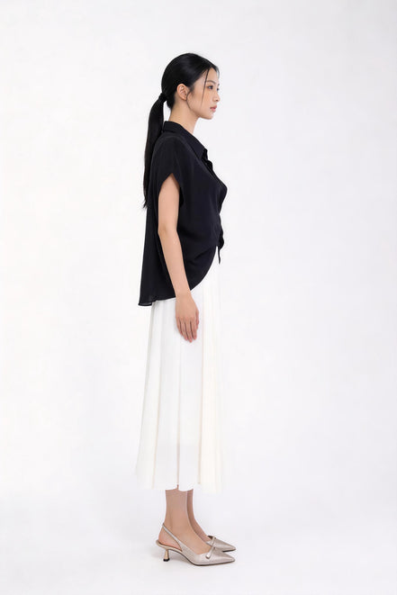 Bria Drape-Front Twist Blouse
