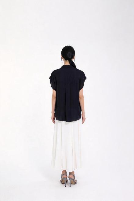Bria Drape-Front Twist Blouse