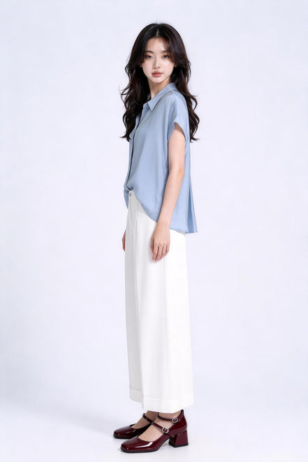 Bria Drape-Front Twist Blouse