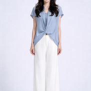 Bria Drape-Front Twist Blouse