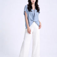 Bria Drape-Front Twist Blouse
