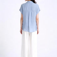 Bria Drape-Front Twist Blouse