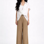 Bria Drape-Front Twist Blouse