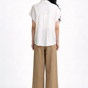 Bria Drape-Front Twist Blouse