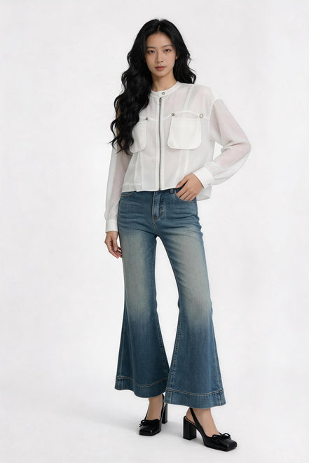 Paloma Satin Utility Zip-Up Jacket