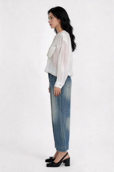 Paloma Satin Utility Zip-Up Jacket