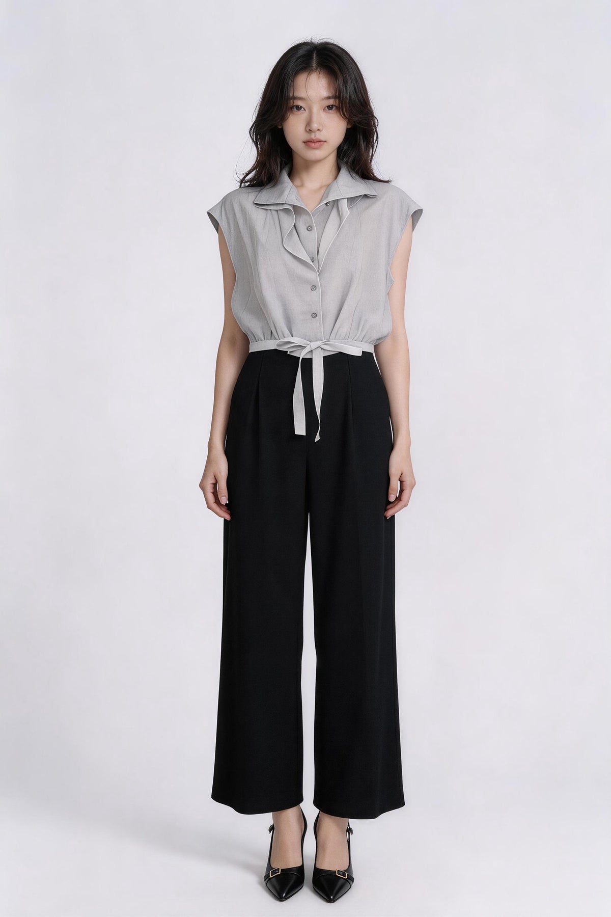 Bess Tie-Waist Sleeveless Shirt