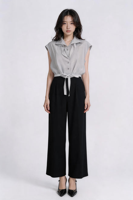 Bess Tie-Waist Sleeveless Shirt