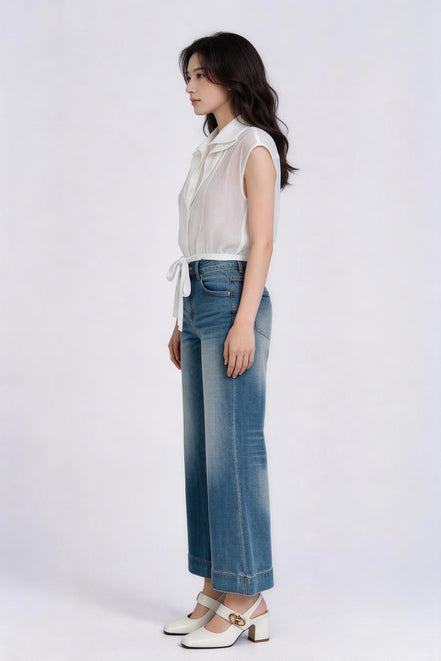 Bess Tie-Waist Sleeveless Shirt