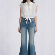 Bess Tie-Waist Sleeveless Shirt