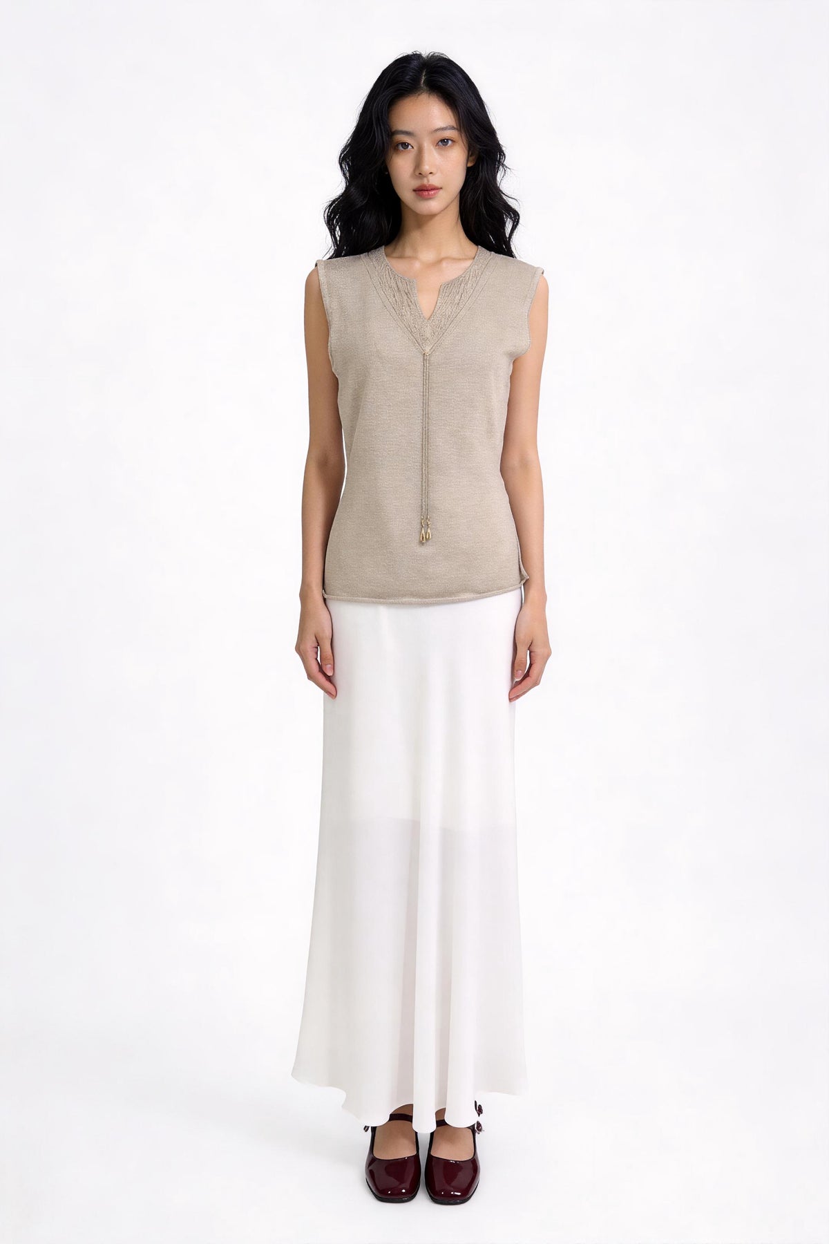 Ailsa Textured V-Neck Knit Top