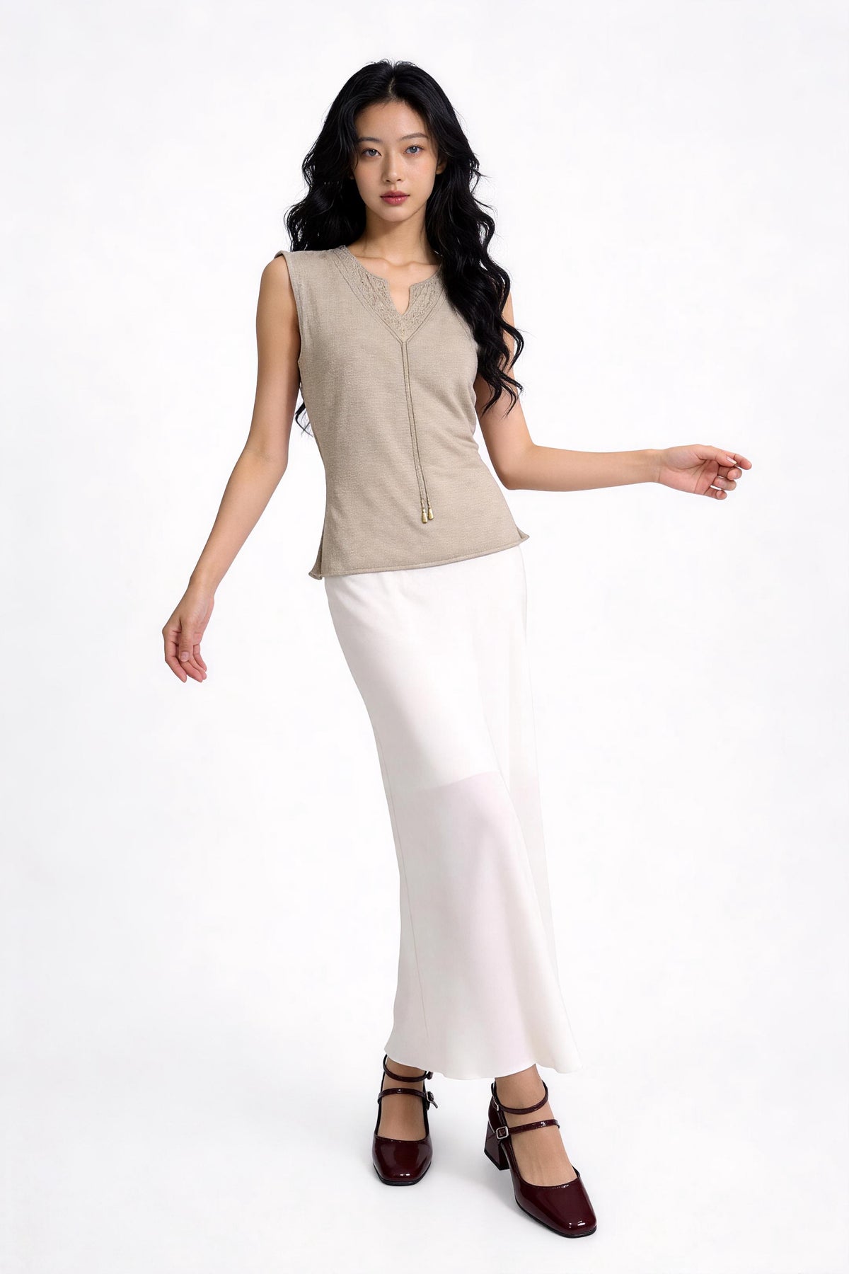 Ailsa Textured V-Neck Knit Top