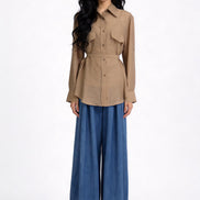 Mabli Tie-Waist Utility Shirt