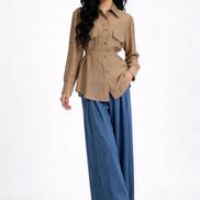 Mabli Tie-Waist Utility Shirt