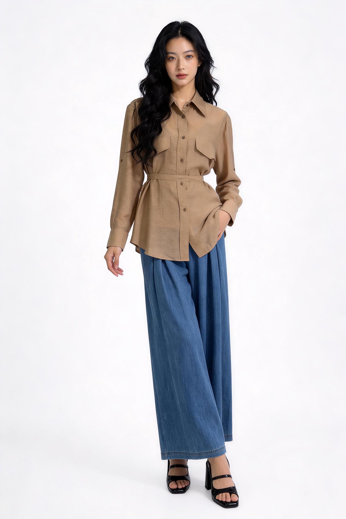 Mabli Tie-Waist Utility Shirt