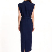 Madelief Belted Sleeveless Shirt Dress