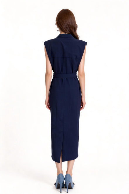 Madelief Belted Sleeveless Shirt Dress
