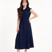 Madelief Belted Sleeveless Shirt Dress
