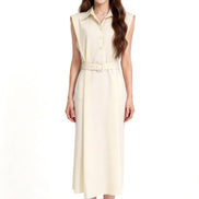 Madelief Belted Sleeveless Shirt Dress