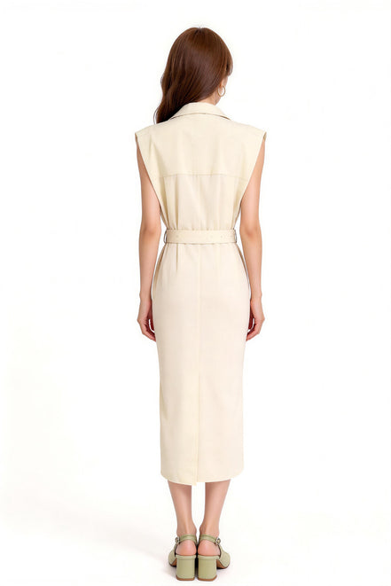 Madelief Belted Sleeveless Shirt Dress