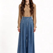Iseult Pleated Wide-Leg Jeans
