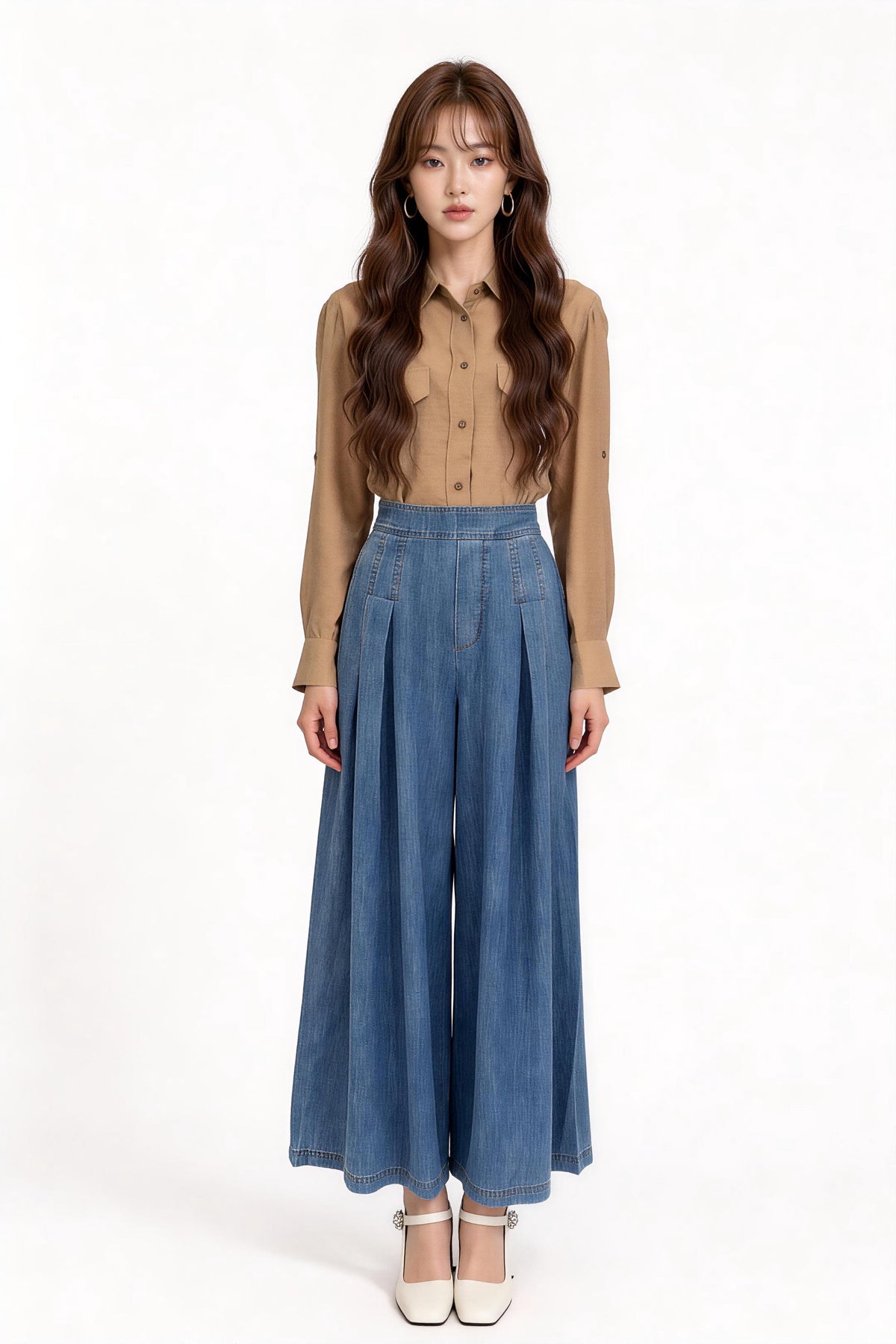 Iseult Pleated Wide-Leg Jeans
